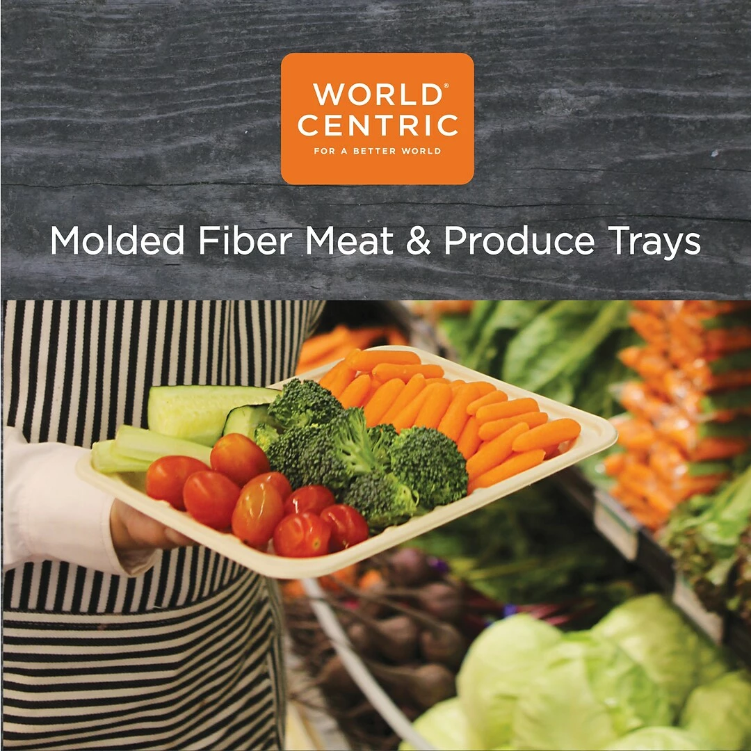 World Centric Fiber Trays, 8.3 X 4.9 X 0.7, Natural, 500/Carton - Image 2