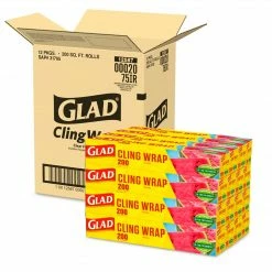 Glad® ClingWrap Plastic Wrap, 200 Sq Ft., 12 Boxes/Carton (00020)