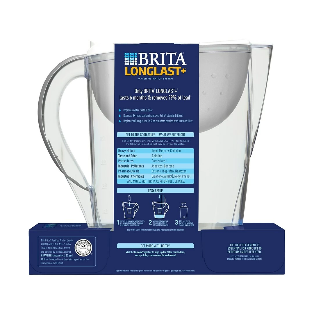 Brita Pacifica 0.63 Gal. Pitcher With Longlast+ Filter (36515) - Image 3