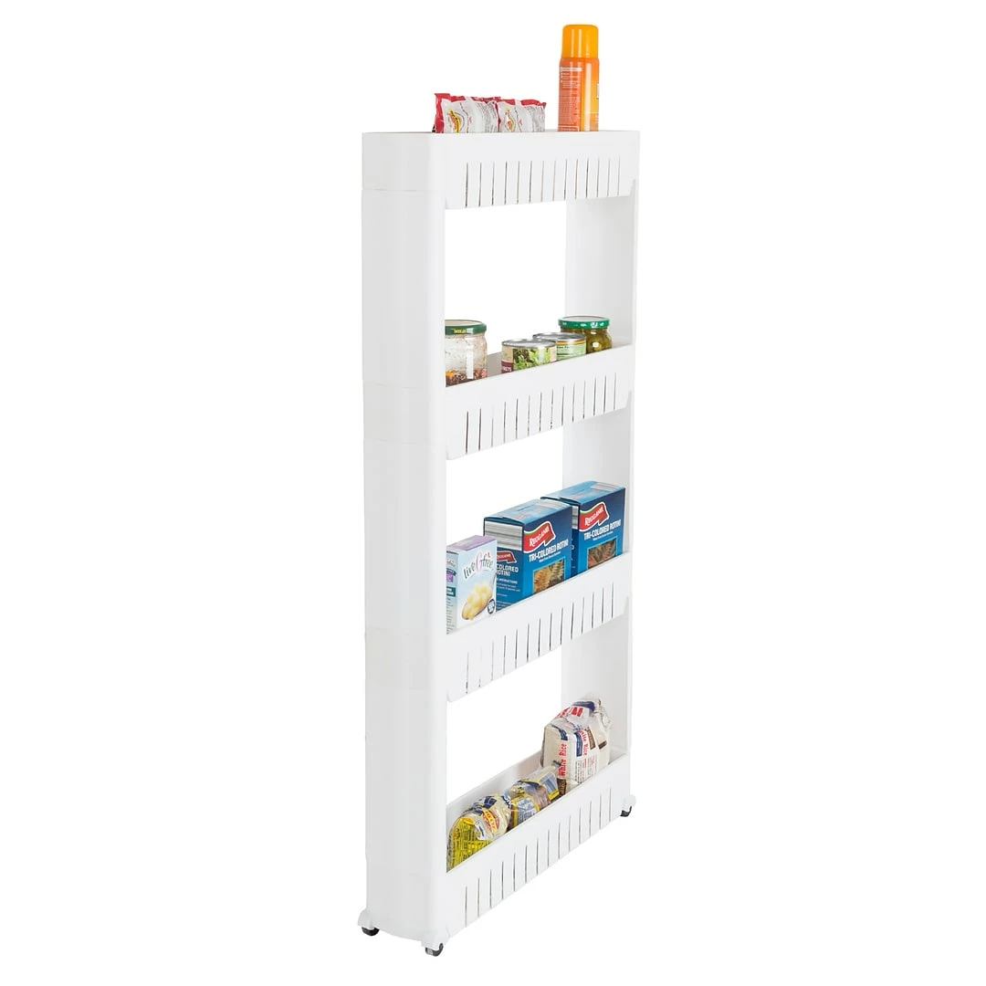 Lavish Home Mobile Shelving Unit Organizer, 4 Storage Baskets, Slim Slide Out Pantry Storage Rack - Image 2