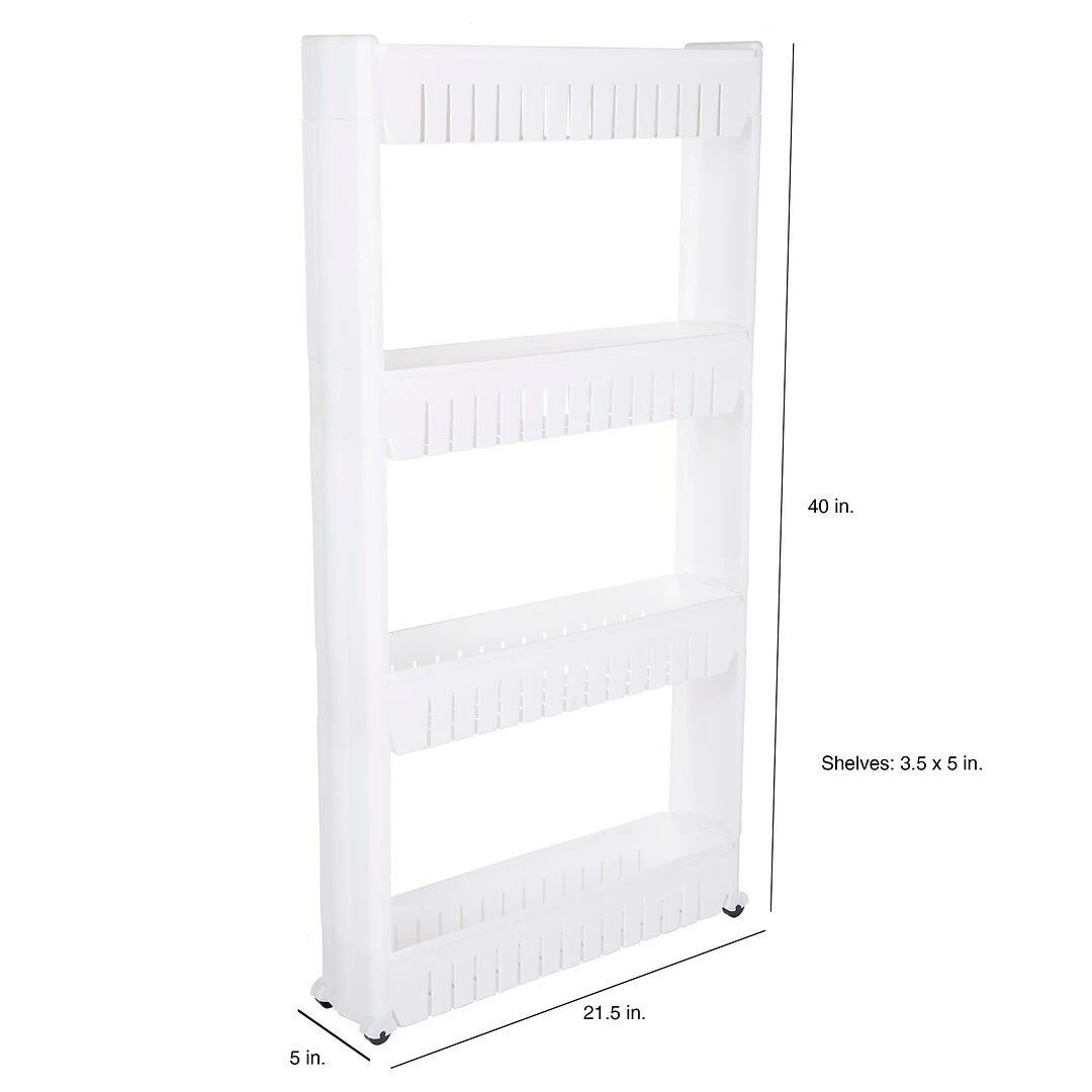 Lavish Home Mobile Shelving Unit Organizer, 4 Storage Baskets, Slim Slide Out Pantry Storage Rack - Image 3